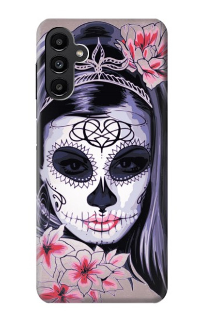 W3821 Sugar Skull Steam Punk Girl Gothic Hülle Schutzhülle Taschen und Leder Flip für Samsung Galaxy A13 5G