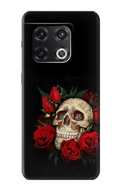 W3753 Dark Gothic Goth Skull Roses Hülle Schutzhülle Taschen und Leder Flip für OnePlus 10 Pro