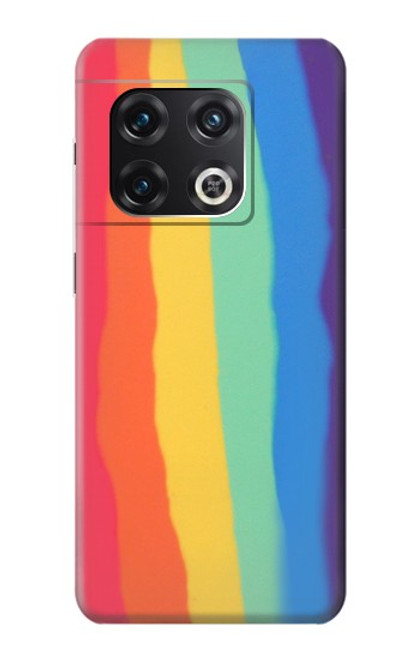 W3799 Cute Vertical Watercolor Rainbow Hülle Schutzhülle Taschen und Leder Flip für OnePlus 10 Pro