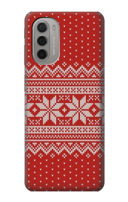 W3384 Winter Seamless Knitting Pattern Hülle Schutzhülle Taschen und Leder Flip für Motorola Moto G51 5G