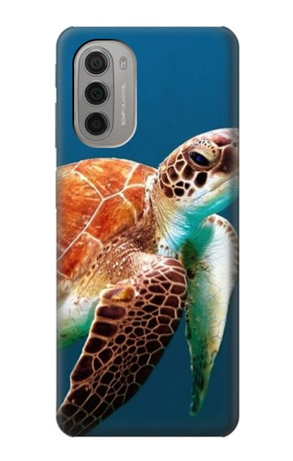 W3497 Green Sea Turtle Hülle Schutzhülle Taschen und Leder Flip für Motorola Moto G51 5G