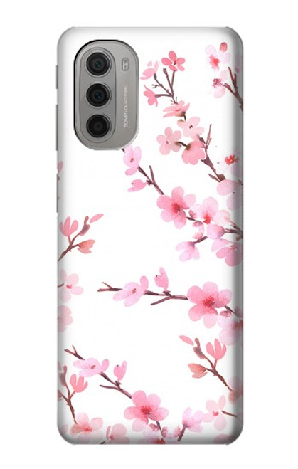 W3707 Pink Cherry Blossom Spring Flower Hülle Schutzhülle Taschen und Leder Flip für Motorola Moto G51 5G