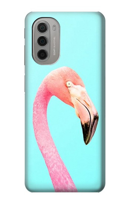 W3708 Pink Flamingo Hülle Schutzhülle Taschen und Leder Flip für Motorola Moto G51 5G
