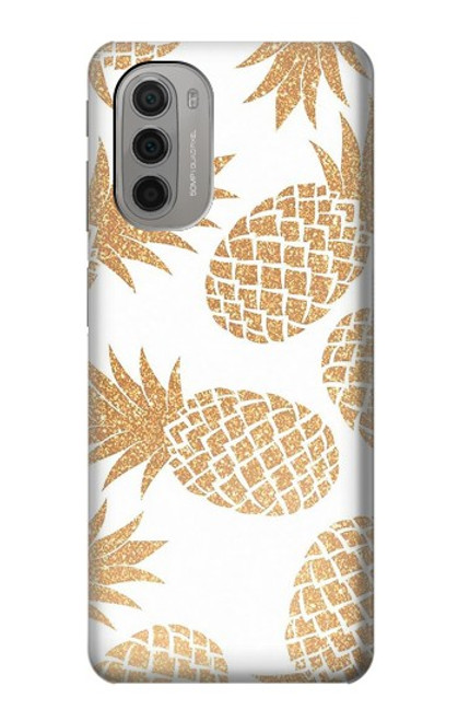 W3718 Seamless Pineapple Hülle Schutzhülle Taschen und Leder Flip für Motorola Moto G51 5G