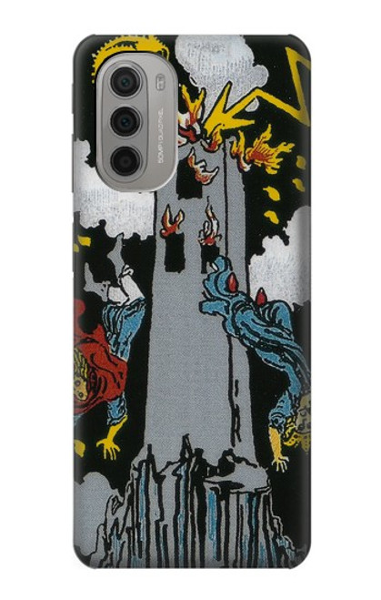 W3745 Tarot Card The Tower Hülle Schutzhülle Taschen und Leder Flip für Motorola Moto G51 5G