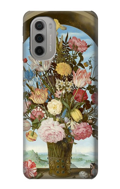 W3749 Vase of Flowers Hülle Schutzhülle Taschen und Leder Flip für Motorola Moto G51 5G