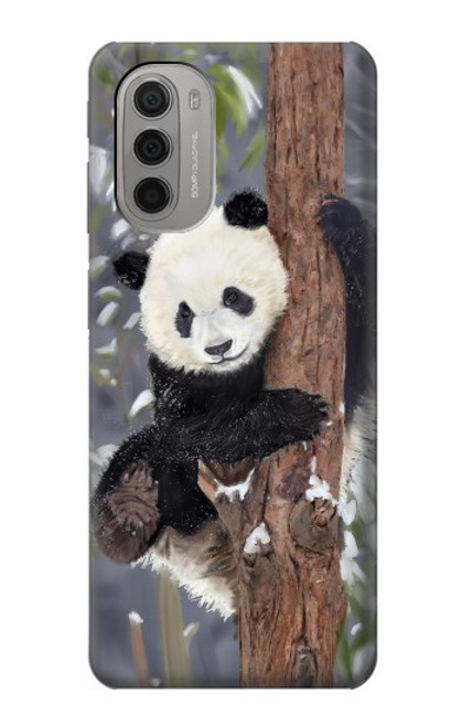 W3793 Cute Baby Panda Snow Painting Hülle Schutzhülle Taschen und Leder Flip für Motorola Moto G51 5G