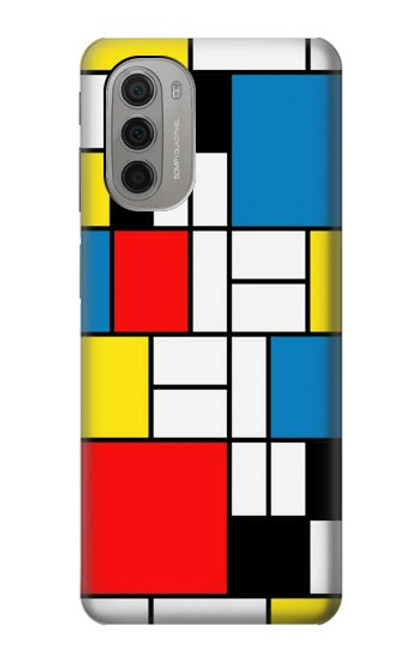 W3814 Piet Mondrian Line Art Composition Hülle Schutzhülle Taschen und Leder Flip für Motorola Moto G51 5G