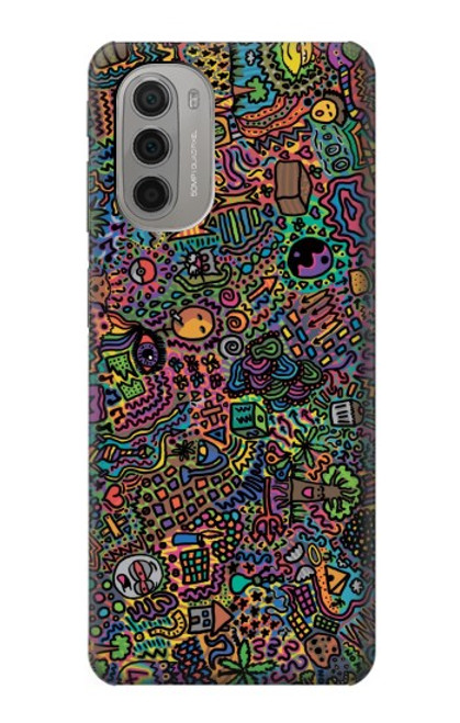 W3815 Psychedelic Art Hülle Schutzhülle Taschen und Leder Flip für Motorola Moto G51 5G