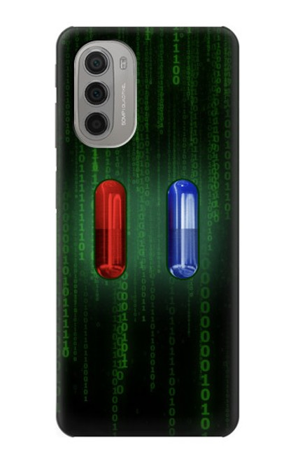 W3816 Red Pill Blue Pill Capsule Hülle Schutzhülle Taschen und Leder Flip für Motorola Moto G51 5G