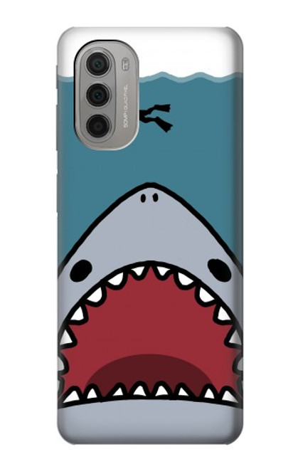 W3825 Cartoon Shark Sea Diving Hülle Schutzhülle Taschen und Leder Flip für Motorola Moto G51 5G