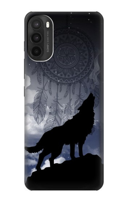 W3011 Dream Catcher Wolf Howling Hülle Schutzhülle Taschen und Leder Flip für Motorola Moto G71 5G