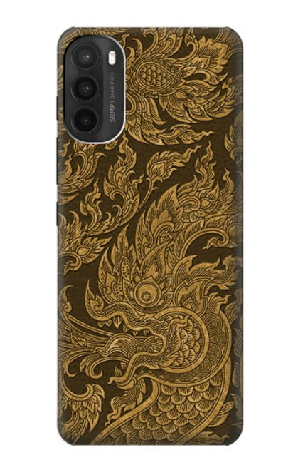 W3382 Thai Art Naga Hülle Schutzhülle Taschen und Leder Flip für Motorola Moto G71 5G