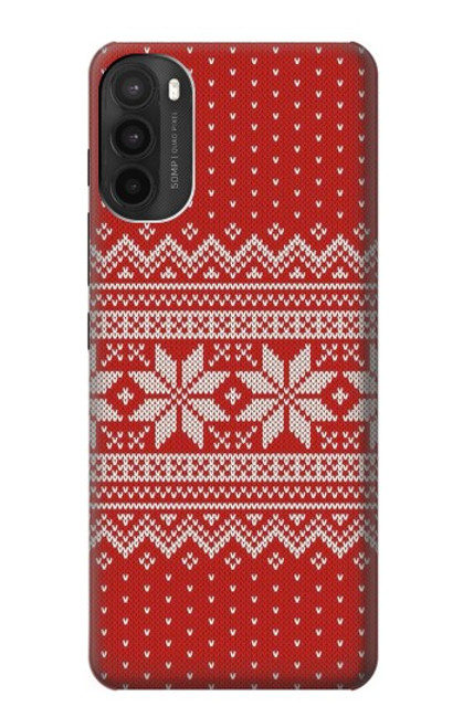 W3384 Winter Seamless Knitting Pattern Hülle Schutzhülle Taschen und Leder Flip für Motorola Moto G71 5G