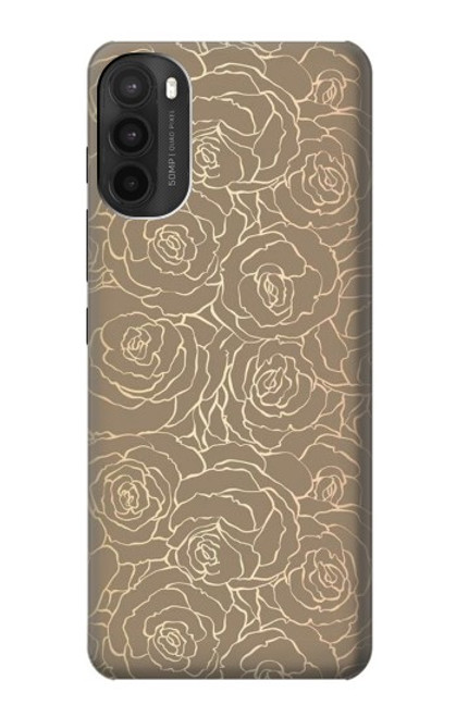 W3466 Gold Rose Pattern Hülle Schutzhülle Taschen und Leder Flip für Motorola Moto G71 5G