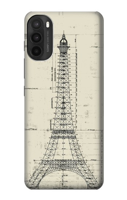 W3474 Eiffel Architectural Drawing Hülle Schutzhülle Taschen und Leder Flip für Motorola Moto G71 5G