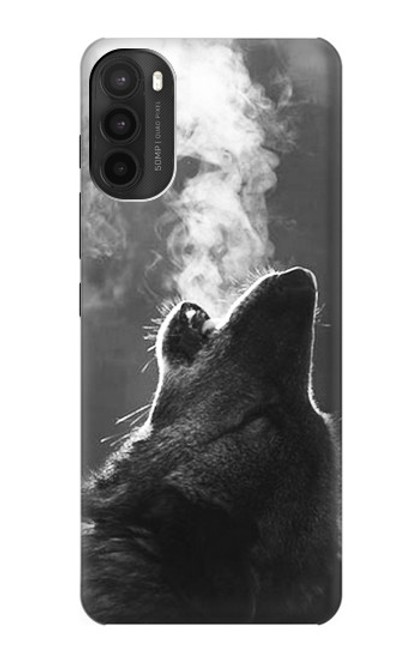 W3505 Wolf Howling Hülle Schutzhülle Taschen und Leder Flip für Motorola Moto G71 5G