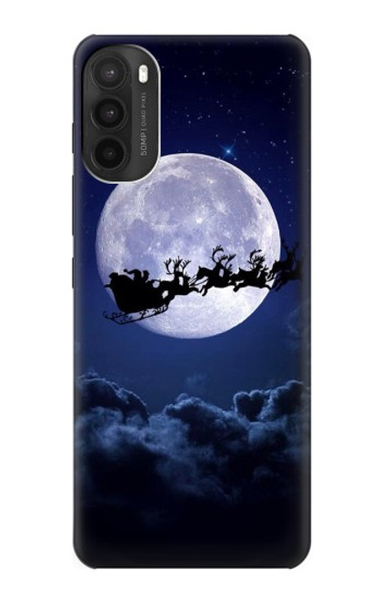 W3508 Xmas Santa Moon Hülle Schutzhülle Taschen und Leder Flip für Motorola Moto G71 5G