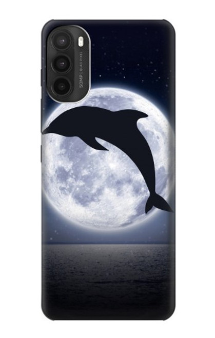 W3510 Dolphin Moon Night Hülle Schutzhülle Taschen und Leder Flip für Motorola Moto G71 5G