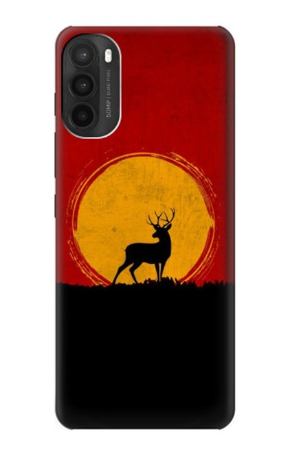 W3513 Deer Sunset Hülle Schutzhülle Taschen und Leder Flip für Motorola Moto G71 5G