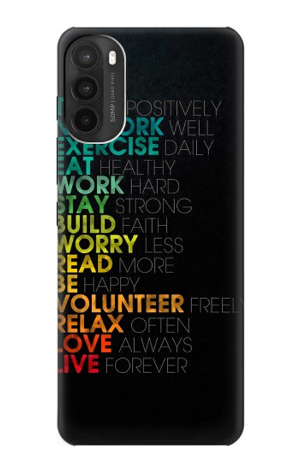 W3523 Think Positive Words Quotes Hülle Schutzhülle Taschen und Leder Flip für Motorola Moto G71 5G