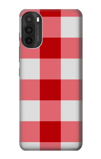 W3535 Red Gingham Hülle Schutzhülle Taschen und Leder Flip für Motorola Moto G71 5G