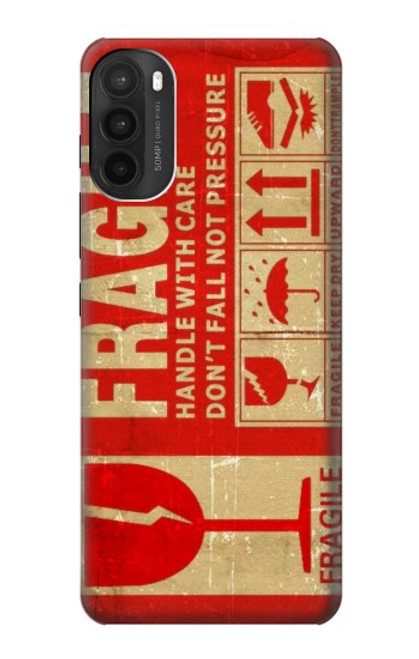 W3552 Vintage Fragile Label Art Hülle Schutzhülle Taschen und Leder Flip für Motorola Moto G71 5G