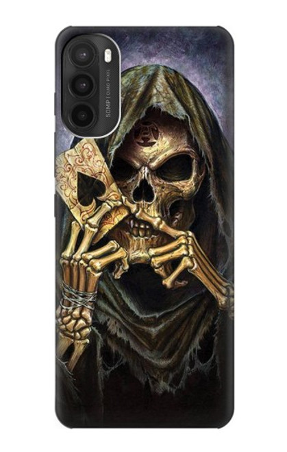 W3594 Grim Reaper Wins Poker Hülle Schutzhülle Taschen und Leder Flip für Motorola Moto G71 5G