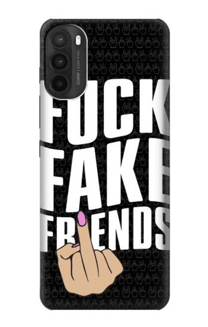W3598 Middle Finger Fuck Fake Friend Hülle Schutzhülle Taschen und Leder Flip für Motorola Moto G71 5G