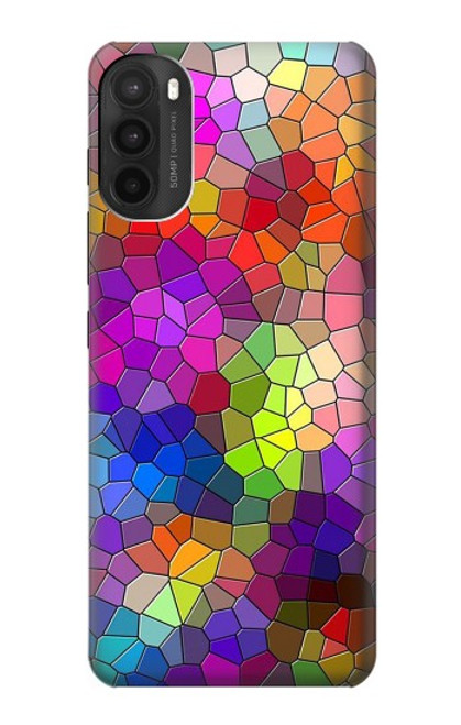 W3677 Colorful Brick Mosaics Hülle Schutzhülle Taschen und Leder Flip für Motorola Moto G71 5G