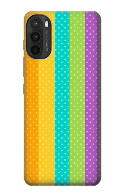 W3678 Colorful Rainbow Vertical Hülle Schutzhülle Taschen und Leder Flip für Motorola Moto G71 5G