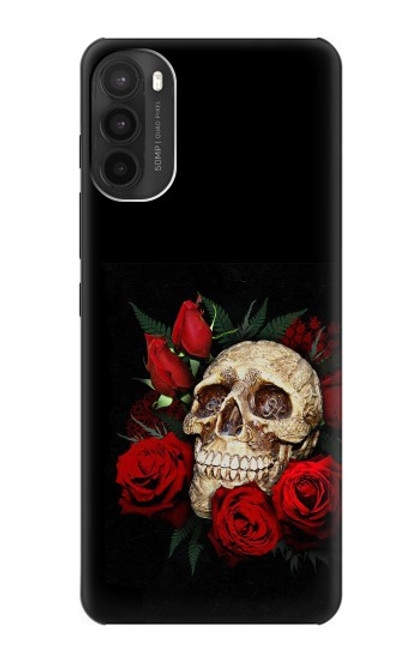W3753 Dark Gothic Goth Skull Roses Hülle Schutzhülle Taschen und Leder Flip für Motorola Moto G71 5G