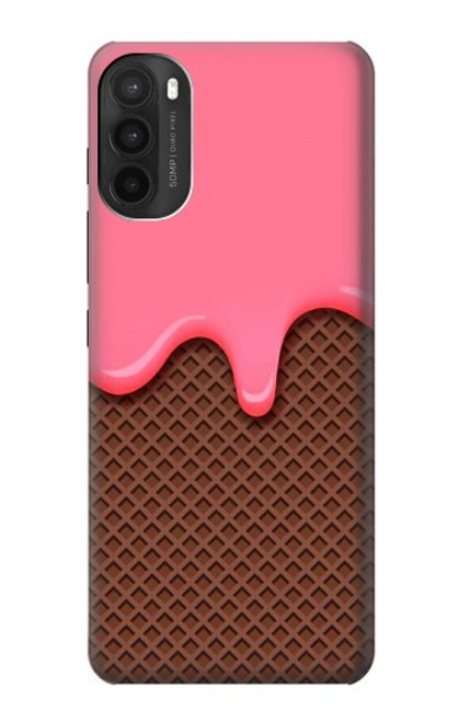 W3754 Strawberry Ice Cream Cone Hülle Schutzhülle Taschen und Leder Flip für Motorola Moto G71 5G