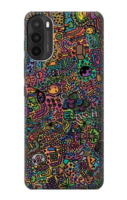 W3815 Psychedelic Art Hülle Schutzhülle Taschen und Leder Flip für Motorola Moto G71 5G