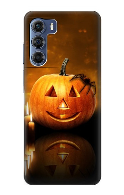 W1083 Pumpkin Spider Candles Halloween Hülle Schutzhülle Taschen und Leder Flip für Motorola Edge S30