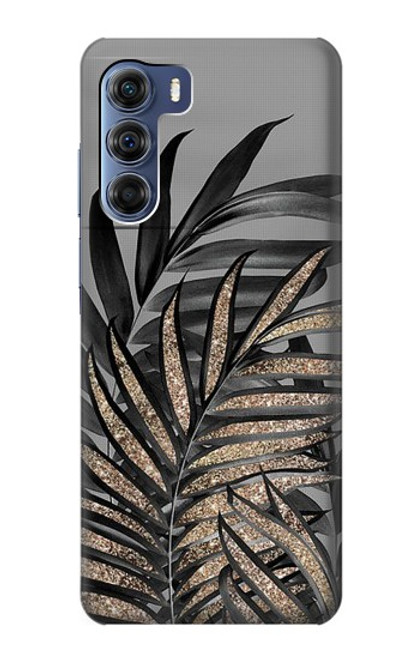 W3692 Gray Black Palm Leaves Hülle Schutzhülle Taschen und Leder Flip für Motorola Edge S30