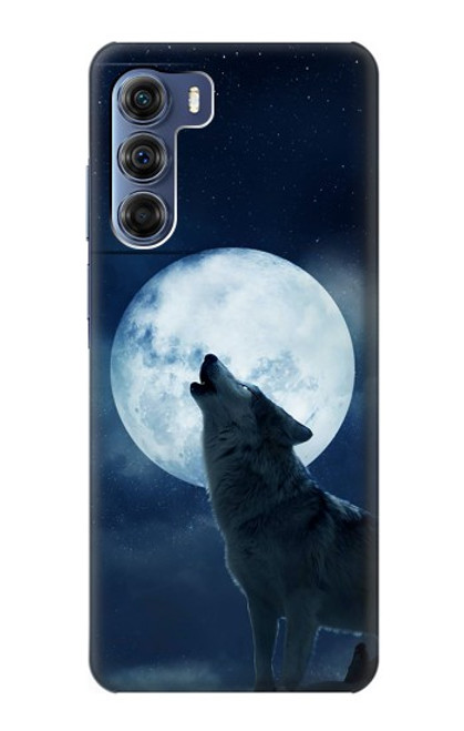 W3693 Grim White Wolf Full Moon Hülle Schutzhülle Taschen und Leder Flip für Motorola Edge S30