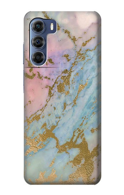 W3717 Rose Gold Blue Pastel Marble Graphic Printed Hülle Schutzhülle Taschen und Leder Flip für Motorola Edge S30