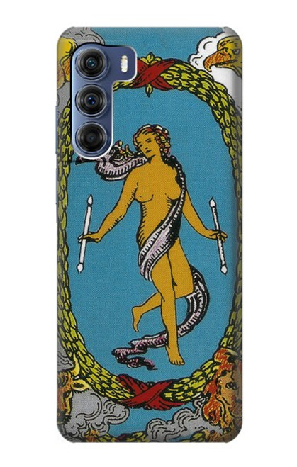 W3746 Tarot Card The World Hülle Schutzhülle Taschen und Leder Flip für Motorola Edge S30