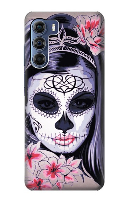 W3821 Sugar Skull Steam Punk Girl Gothic Hülle Schutzhülle Taschen und Leder Flip für Motorola Edge S30