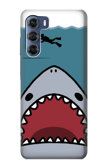 W3825 Cartoon Shark Sea Diving Hülle Schutzhülle Taschen und Leder Flip für Motorola Edge S30