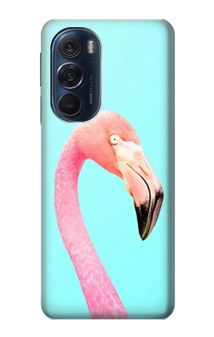W3708 Pink Flamingo Hülle Schutzhülle Taschen und Leder Flip für Motorola Edge X30
