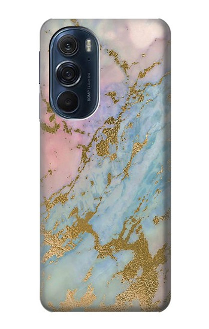W3717 Rose Gold Blue Pastel Marble Graphic Printed Hülle Schutzhülle Taschen und Leder Flip für Motorola Edge X30