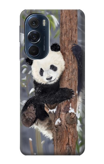 W3793 Cute Baby Panda Snow Painting Hülle Schutzhülle Taschen und Leder Flip für Motorola Edge X30