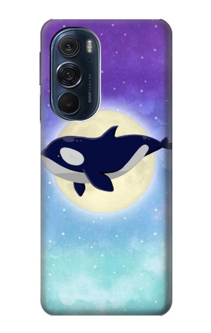 W3807 Killer Whale Orca Moon Pastel Fantasy Hülle Schutzhülle Taschen und Leder Flip für Motorola Edge X30