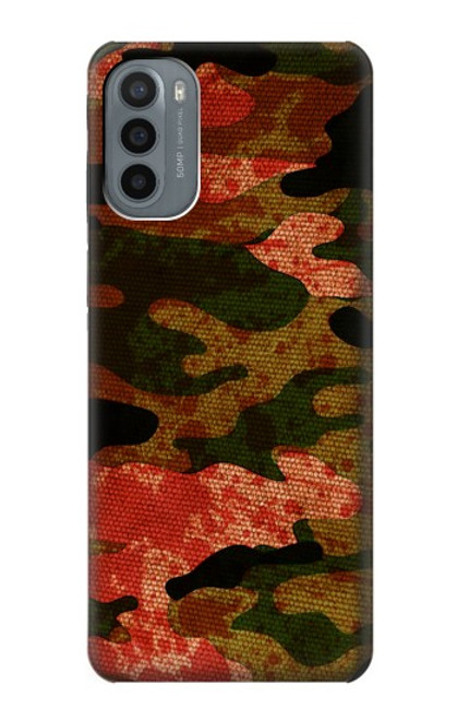 W3393 Camouflage Blood Splatter Hülle Schutzhülle Taschen und Leder Flip für Motorola Moto G31