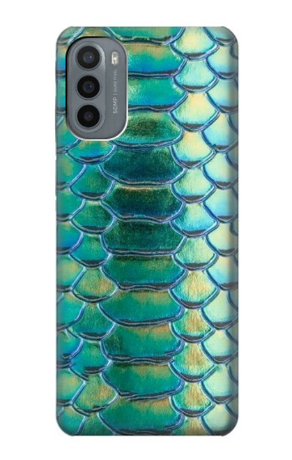 W3414 Green Snake Scale Graphic Print Hülle Schutzhülle Taschen und Leder Flip für Motorola Moto G31