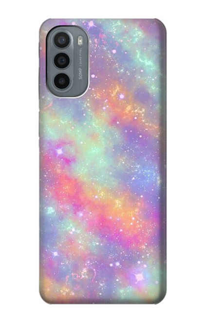 W3706 Pastel Rainbow Galaxy Pink Sky Hülle Schutzhülle Taschen und Leder Flip für Motorola Moto G31