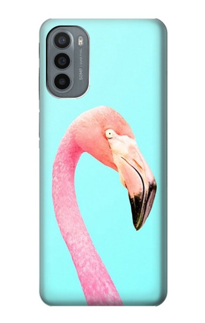 W3708 Pink Flamingo Hülle Schutzhülle Taschen und Leder Flip für Motorola Moto G31