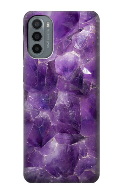 W3713 Purple Quartz Amethyst Graphic Printed Hülle Schutzhülle Taschen und Leder Flip für Motorola Moto G31